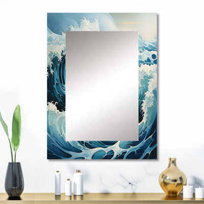Teal blanc océan Oceanic Odyssey I - miroir mural unique océan