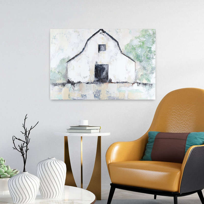 Rustique grange, architecture abstraite, art contemporain, H 16 po x l 24 po