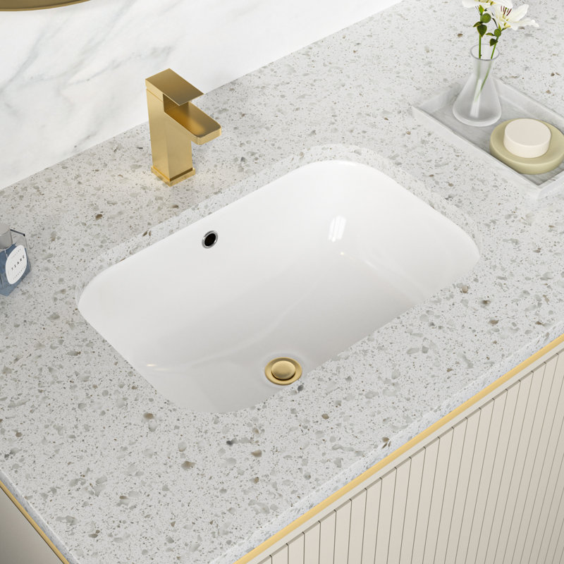 Lavabo de salle de bain rectangulaire encastré en céramique blanche avec trop-plein 22 po L x 15 po L 22 po