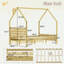 Lit en bois en forme de maison avec 2 tiroirs de rangement, support dorsal fiable et conception de toit adorable-131091926-131091928
