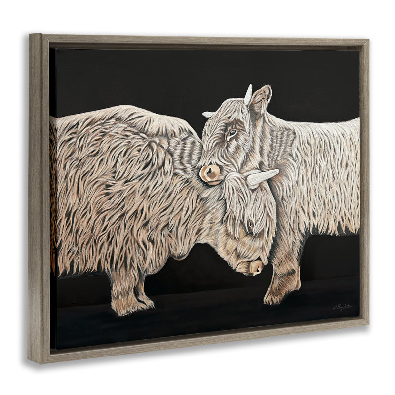 Art mural sur toile flottant, "Huggers" par Ashley Justice, H 25 po x l 31 po, Cadre flottant orme Montalcino