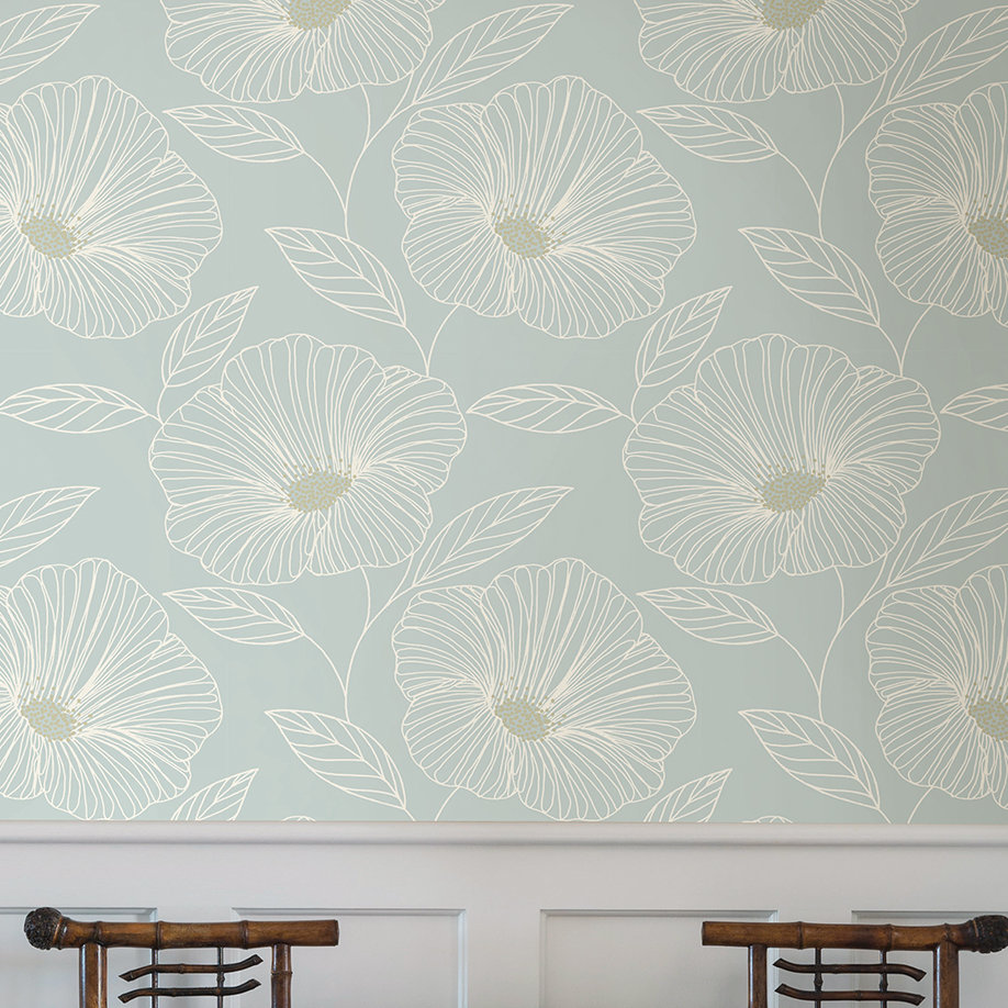 Mistral Mythic Floral Wallpaper Sample, Seafoam