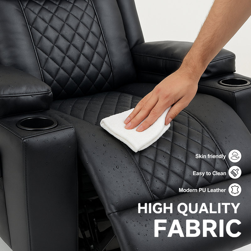 PU Leather Electric Power Lift Heated Massage Recliner Chair with Cup Holders and USB Type C, Black