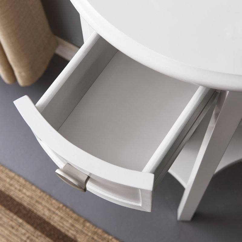 Support de couloir en bois massif Demilune, Blanc, Blanc