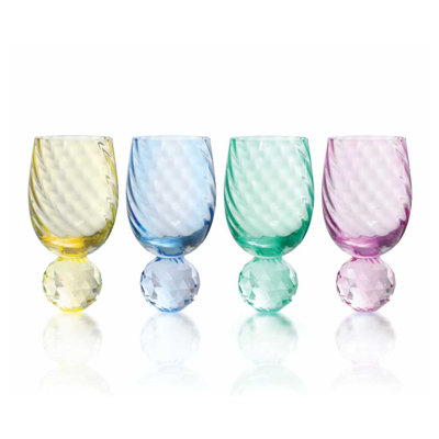 Aurora Assorted Color Wine Glass Set of 4
