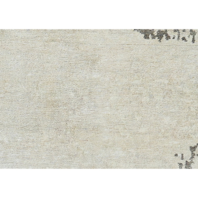Hand Knotted Abstract Area Rug in Beige/Charcoal Gray, Rectangle 6' x 9'