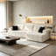 Canapé modulaire en chenille de 108 po en L 108 po beige, canapé à compression 4 places avec méridienne droite, porte-gobelets et poches latérales, canapé rembourré sans assemblage pour le salon-133674691-133674696
