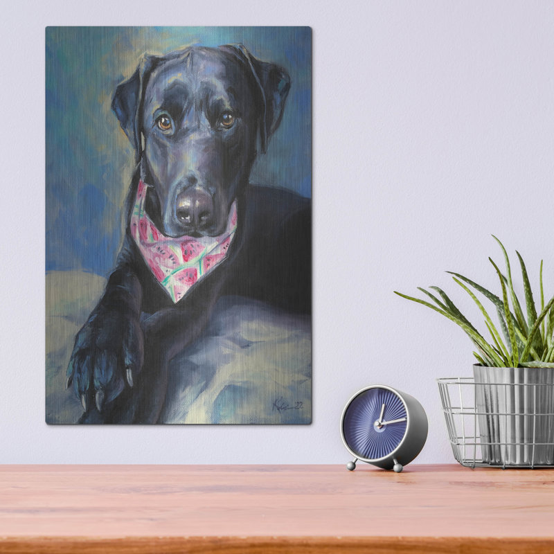 Red Barrel Studio «Dogs Black Lab Puppy» par Lindsay Kivi, art mural en métal, H 16 po x l 12 po