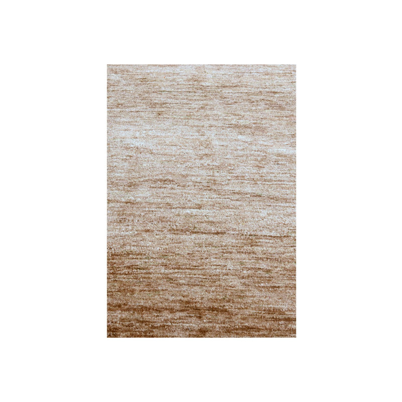 Tapis brun uni 2 pi x 3 pi, motif uni uni, soie pure sari, échantillon, rayé, tapis oriental noué à la main
