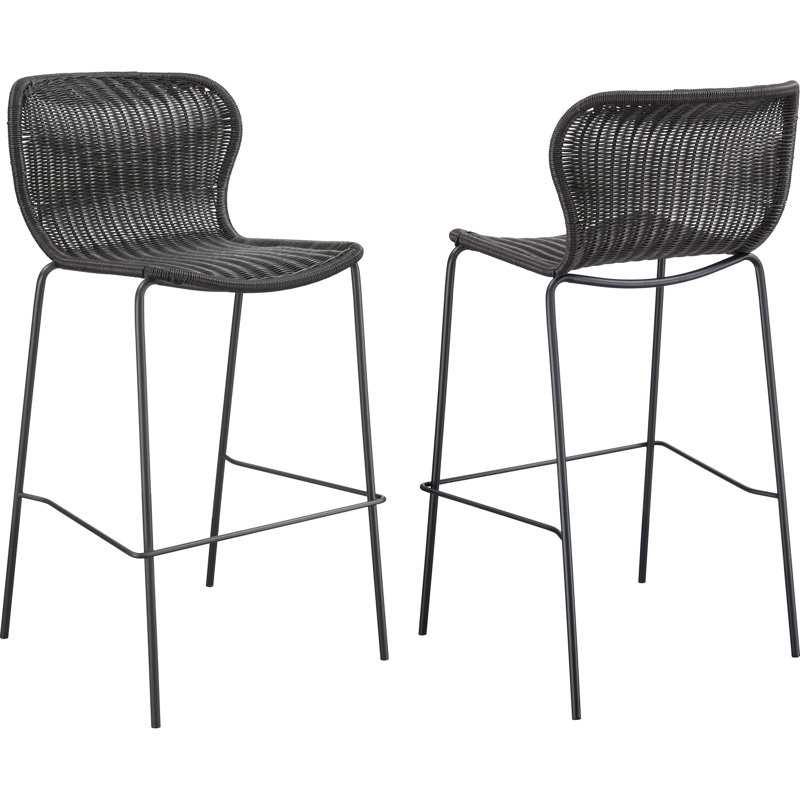 De 2 tabourets de bar en faux métal brun, 22,73 pouces de large, sophistiqués pour les salles à manger - 2 tabourets de qualité durable et 24 de profondeur
