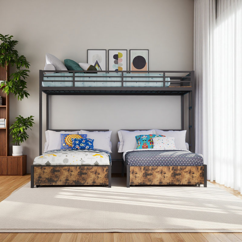 Triple lit superposé pour enfants, séparé en 3 lits simples