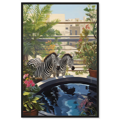 Art mural sur toile, "Zèbres à la baignoire" par Art Remedy