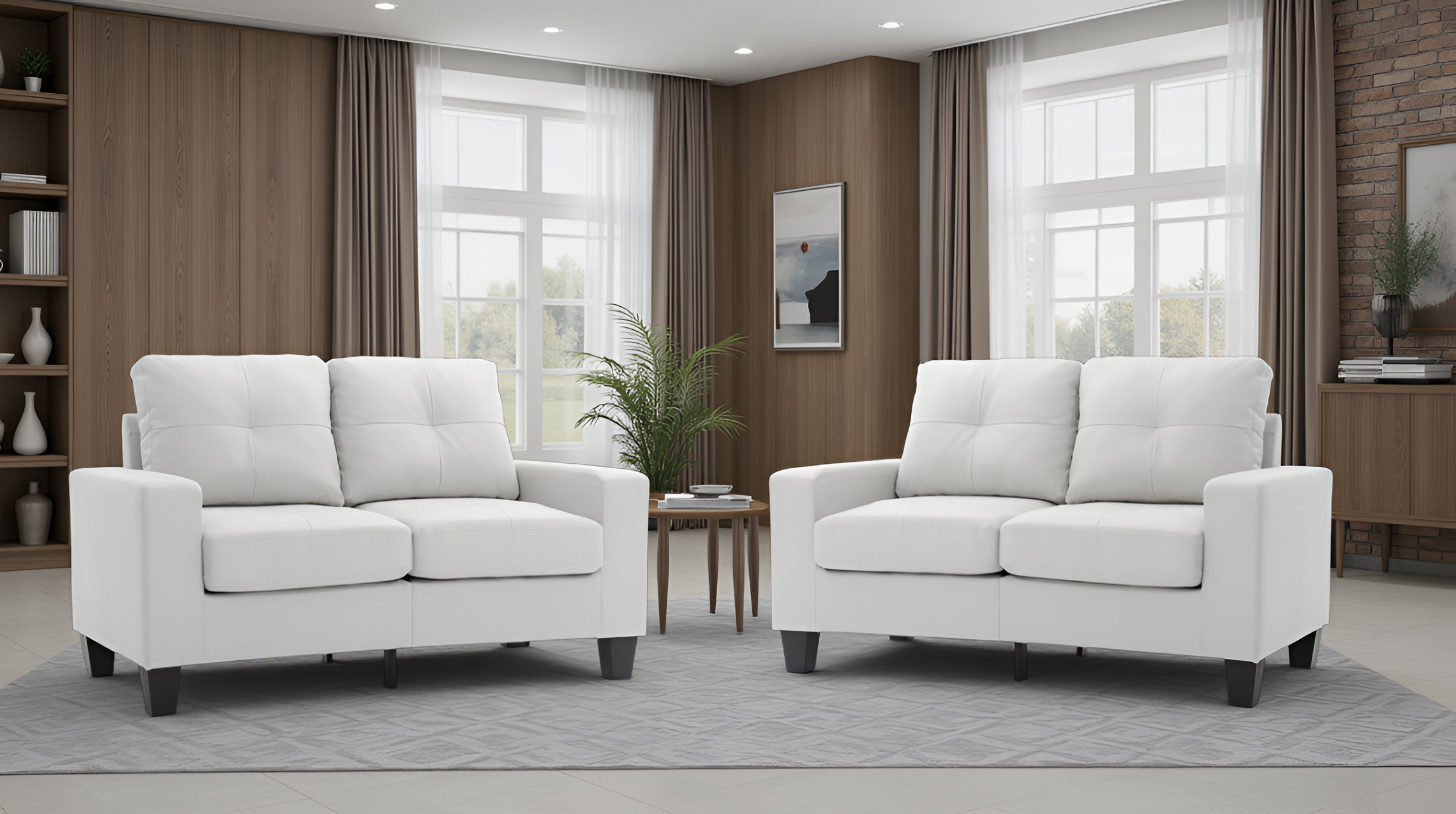 Ebern Designs Worthen Modular White Loveseat Set Of 2 - Wayfair Canada