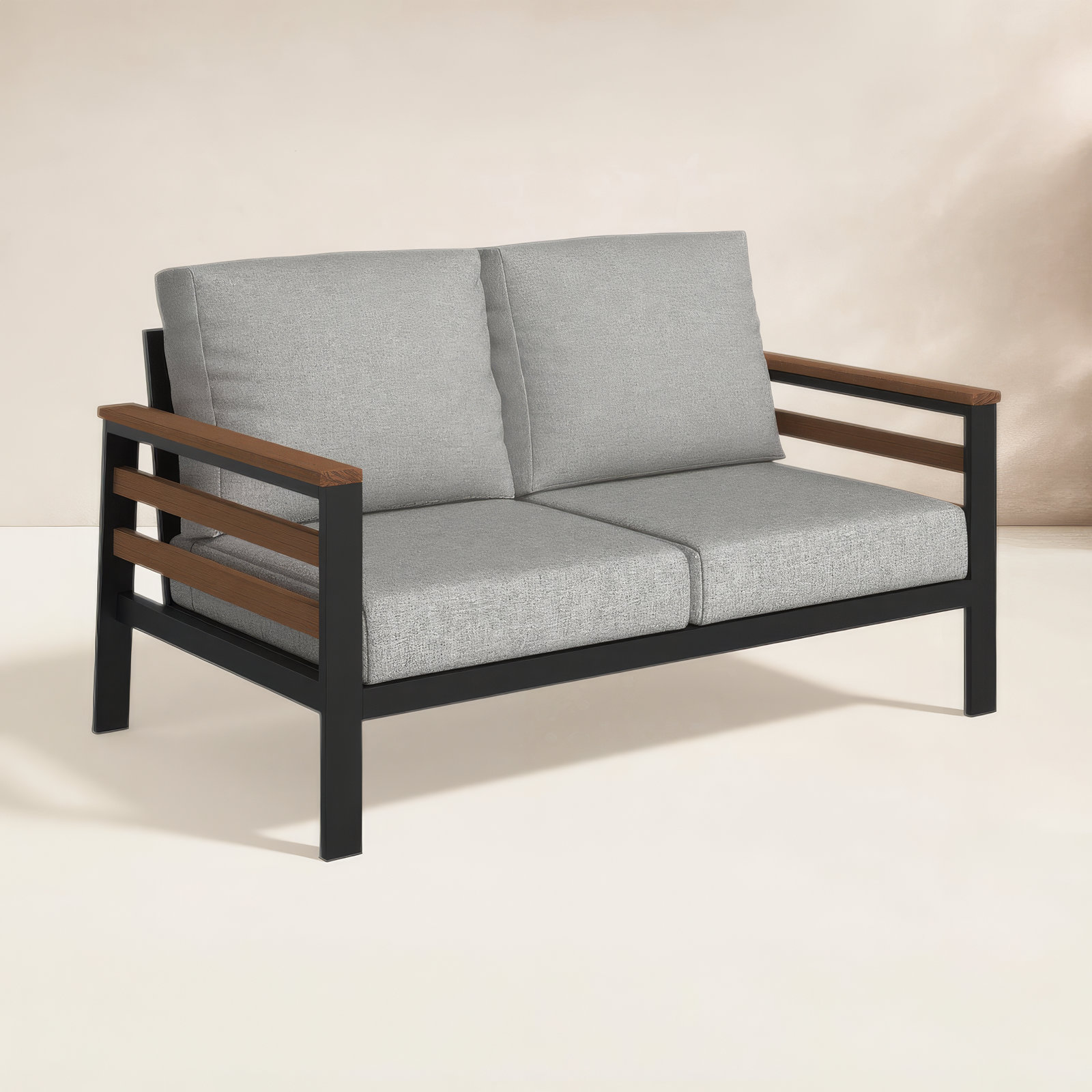 Townsend 55" Sunbrella® Patio Loveseat, Canvas Granite Sunbrella® Canvas, Brown/Dark Gray
