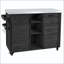 Îlot de cuisine 78,3 po avec table de barbecue pliable et plateau en acier inoxydable-2026738558