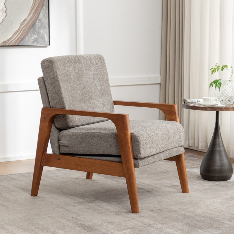 Fauteuil rembourré de 25 po de large en polyester Mahinur, Polyester gris