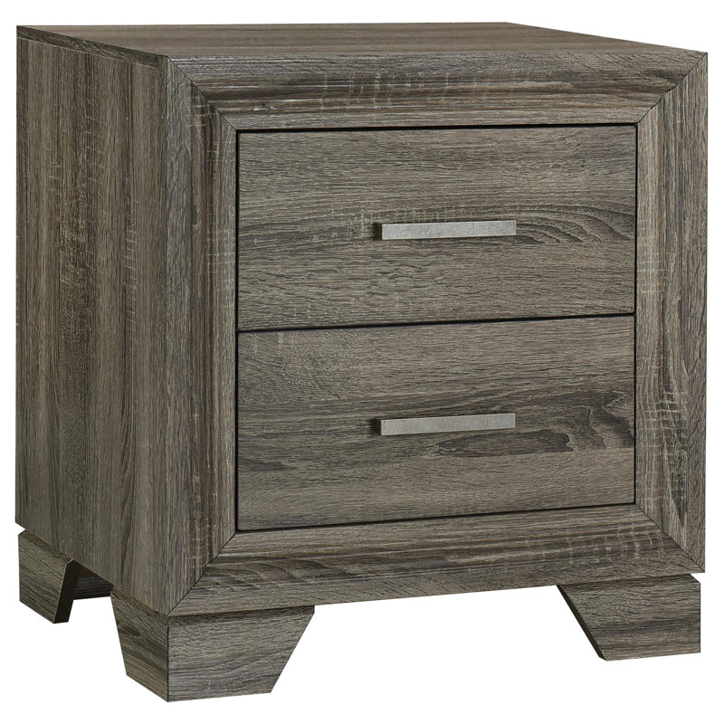 Table de chevet 2 tiroirs Wright chêne brun