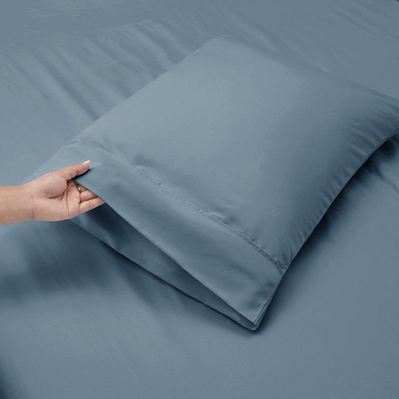 Ensemble de draps en micro-fibre, Bleu pierre, Drap-housse grand