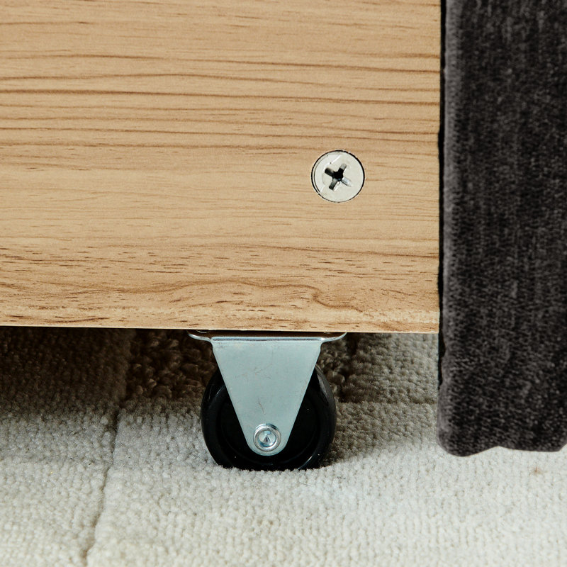 Lit moderne très grand avec revêtement en chenille et tiroir de rangement polyvalent - éléments rembourrés gris foncé