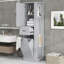 Grande armoire de rangement moderne avec compartiment inclinable et tablettes réglables, rangement latéral à gauche et à droite-1081955035