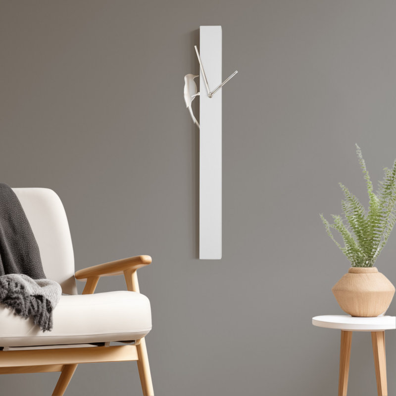  Horloge murale 25 po Felena, Blanc / Blanc