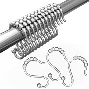 Rust Proof Metal Shower Curtain Hooks Rings (Set of 12)