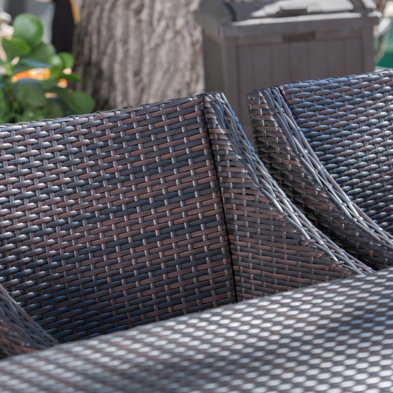 Ensemble repas 9 pièces avec coussins Luebbert, Structure brune / coussin beige