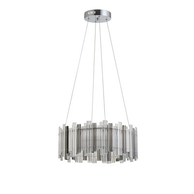 1-Light Chrome LED Pendant With Clear And Smoke Glass Accents