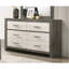 Commode 1 pièce commode à deux tons avec rangement à six tiroirs et poignée de tiroir en métal gris beige