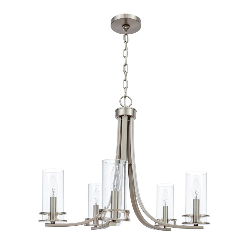 Ahshanti 5 - Light Dimmable Classic / Traditional Chandelier, Brushed Nickel