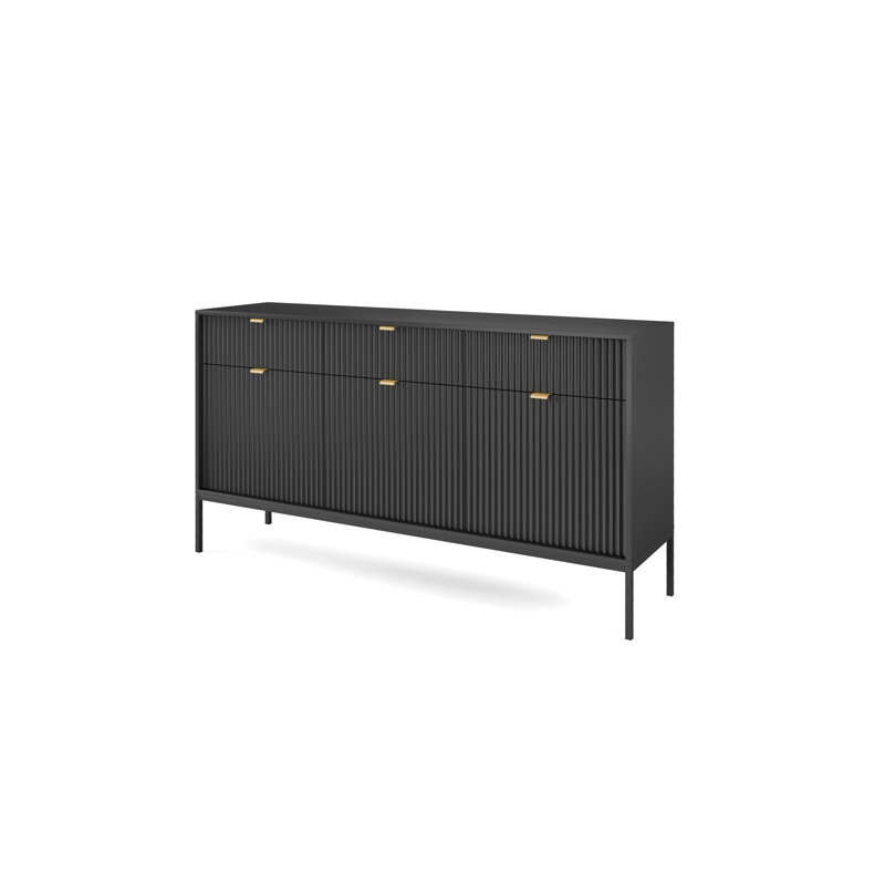 Ashvik 154cm W 3 - Drawer Chest of Drawers, Black