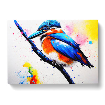 Kingfisher Bird Splash - Wrapped Canvas