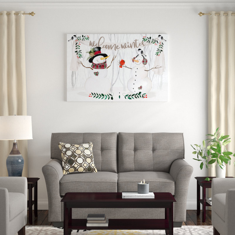 Impression sur toile tendue « folk Snowman Forest collection A » par Jennifer Paxton Parker, H 32 po x l 48 po
