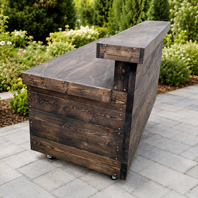 Rustic Wood Outdoor Bar Counter With Storage Shelf, 5 Ft X 30 In