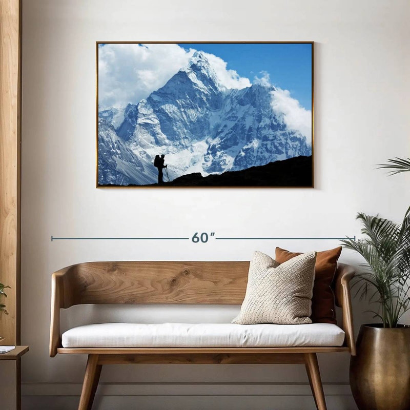 Mount Everest Mountaineer, Floating Frame Gold, 43" X 29"