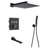 Black Square 12" Rain Head 3way Functions Hand Spray & Tub Spout Thermostatic Pb Shower Kit