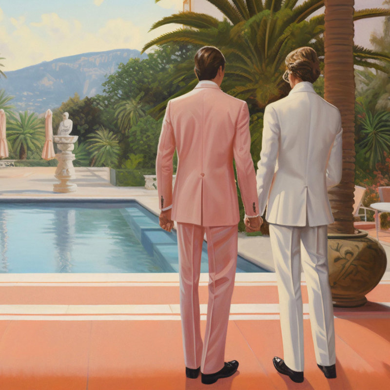 Poolside Romance Duo Shadowbox by Oliver Gal, 11.5" H x 16.5" W, White