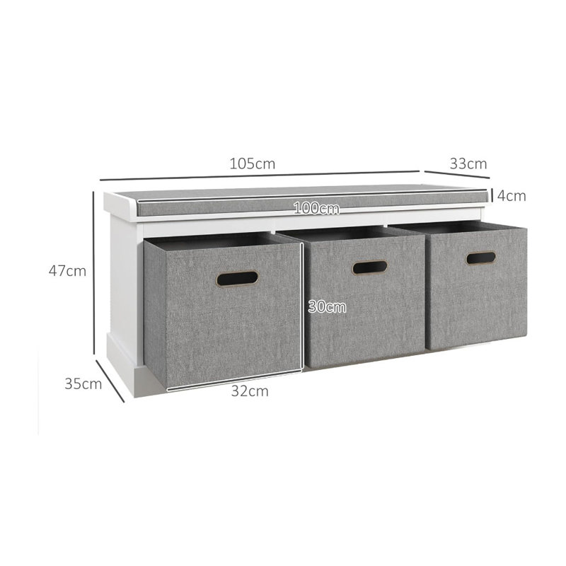3 Pair Shoe Storage Bench