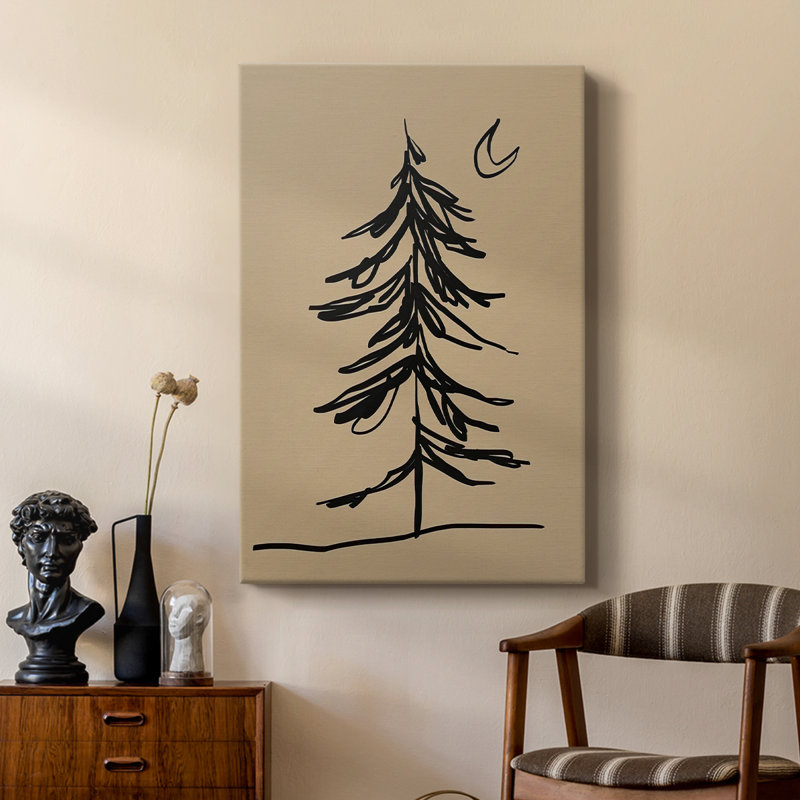 Croquis de sapin d'hiver I - galerie sur mesure, H 18 po x l 12 po