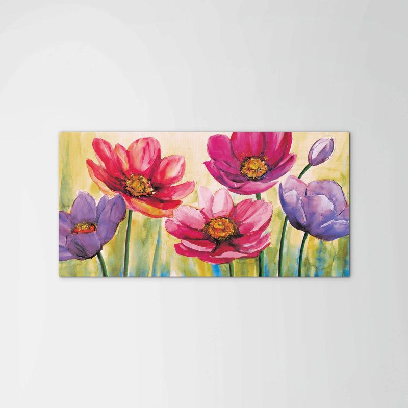 Anemones by Art Studio 50cm H x 100cm W High Quality Print on Frameless Panel, Lightweight, Ready to Hang, MetalArt Materic