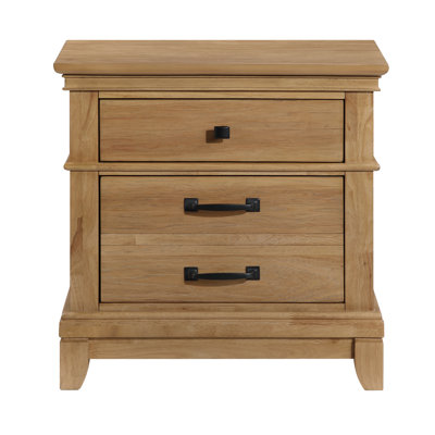 Esterel Wood 3-Drawer Nightstand, Honey Brown