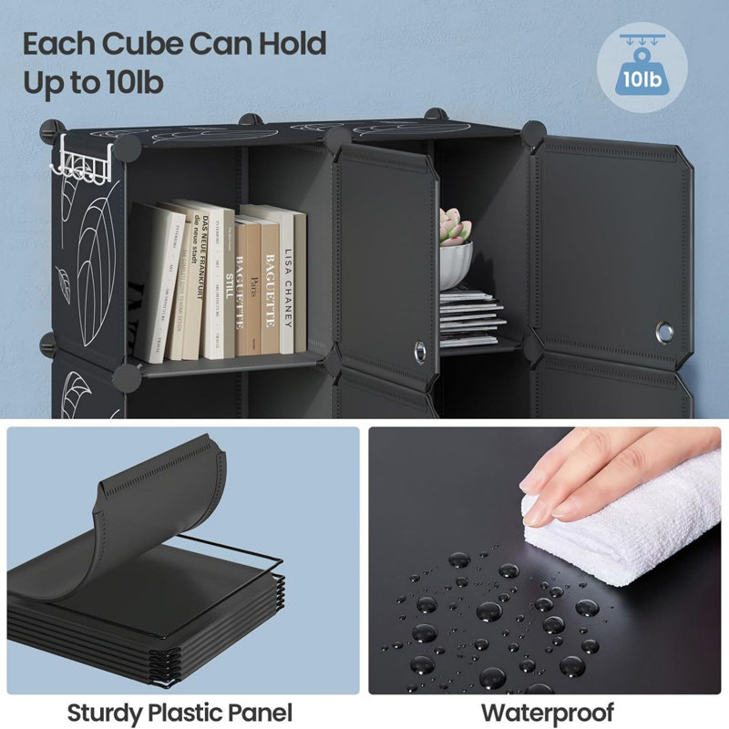 9 Cube Storage Organizer with Doors, Brown