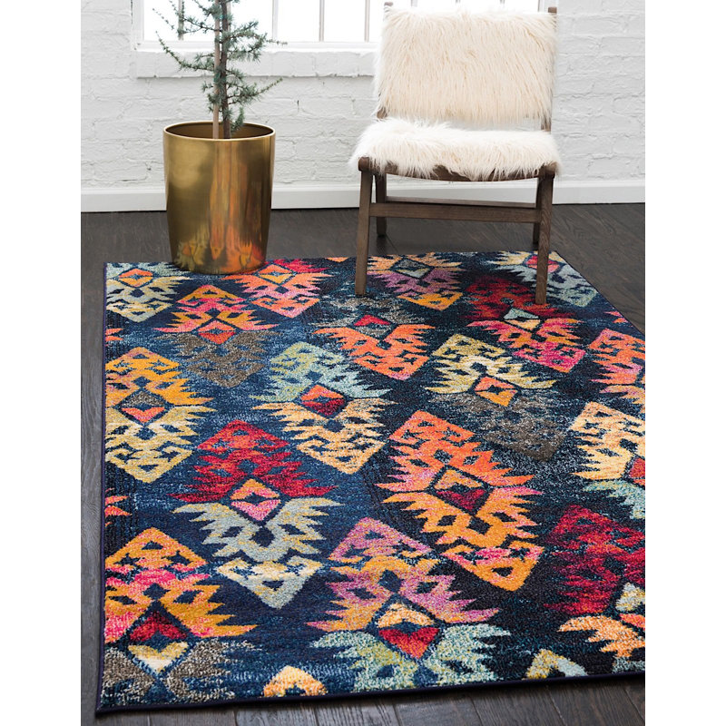 Tapis à motif géométrique rouge Sierra, Rectangle 4 pi x 6 pi