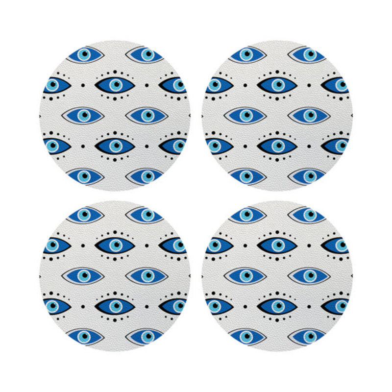 Eyes Vegan Leather Round Pebble Placemat