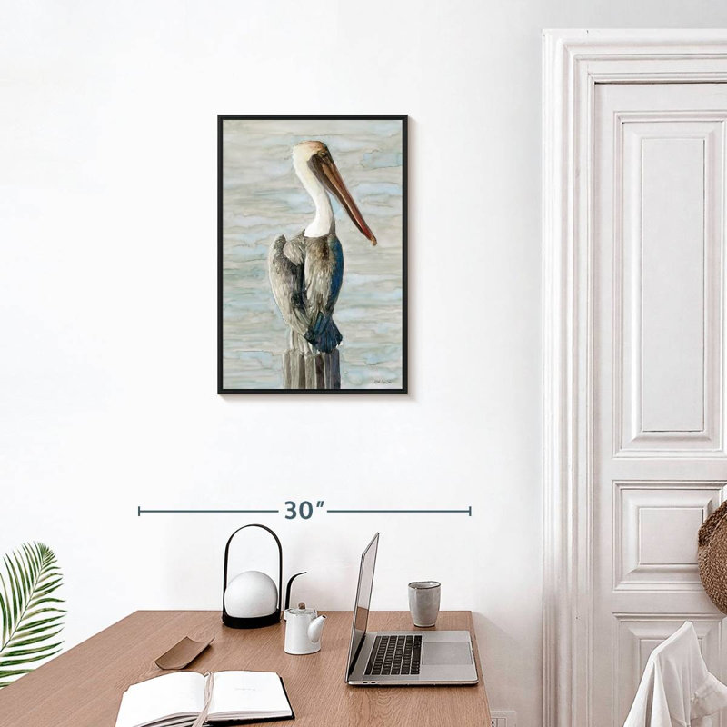 Pélican brun classique, Cadre flottant noir, 17 po x 25 po