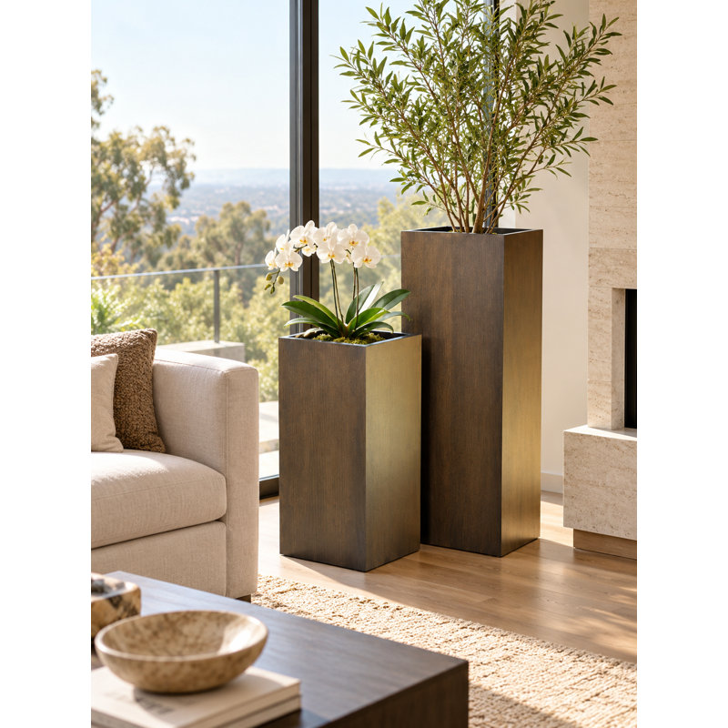 Pot à fleurs d'intérieur Pangea Home - Supports à plantes d'intérieur modernes en bois - Hauteur de 48 po - Entièrement assemblé pour les plantes d'intérieur - Pot à espresso brun