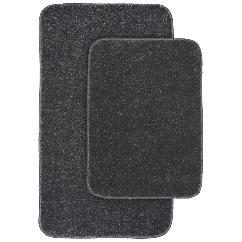Ensemble de 2 tapis de bain en nylon avec envers antidérapant Felia, Gris cendré