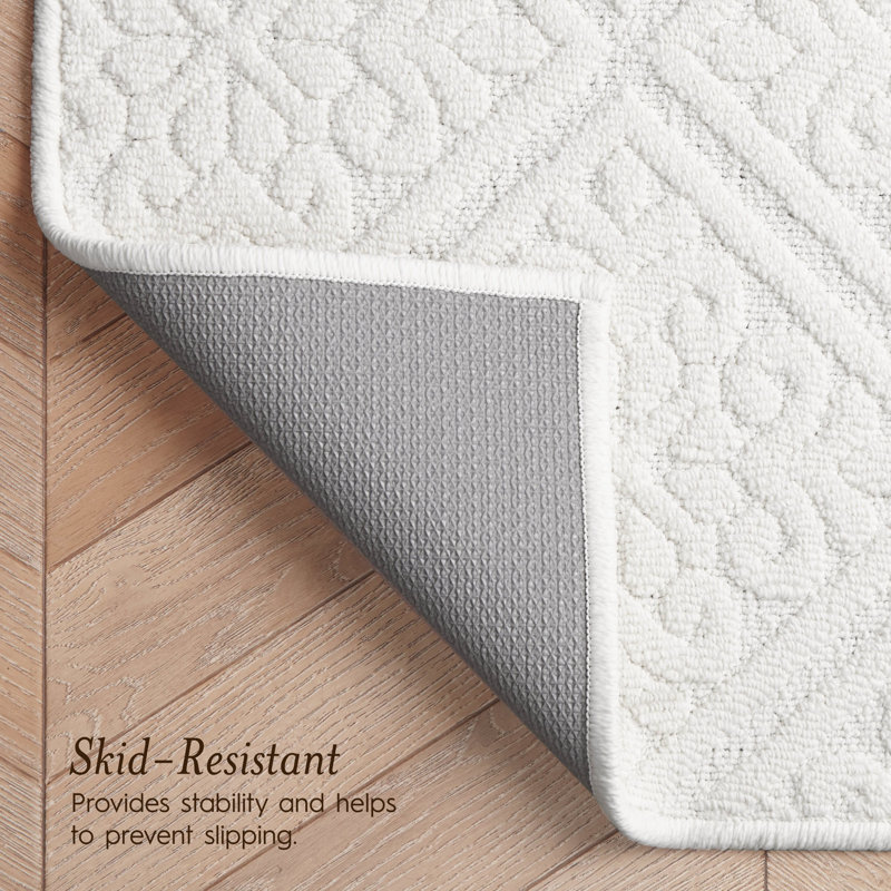 Austell Machine Woven Synthetic Area Rug in White, Runner 2'2" x 6'
