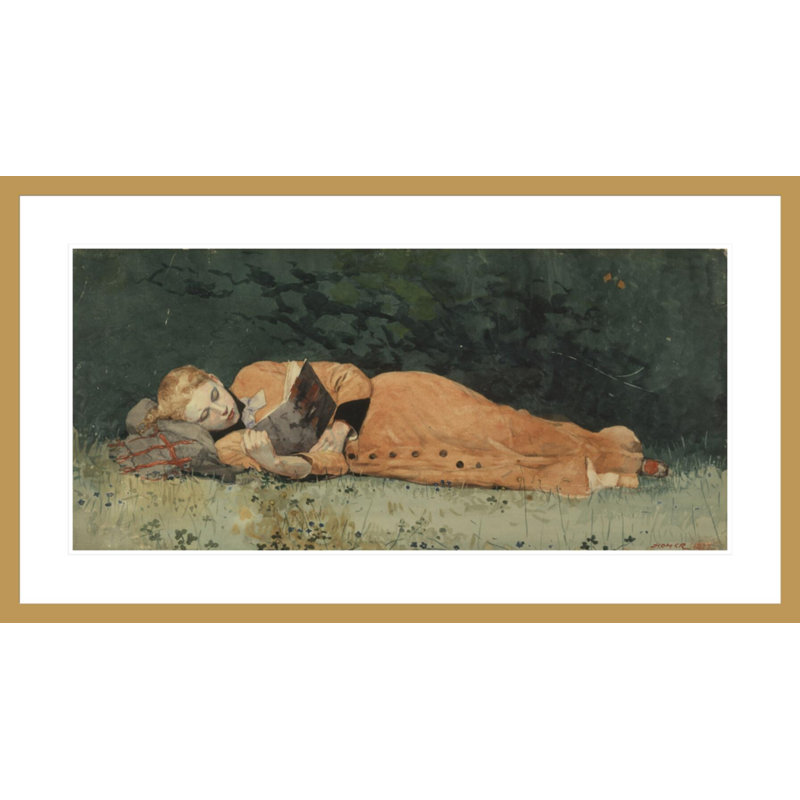 «The New Novel» par Winslow Homer, impression giclée sur cadre, H 23,17 po x l 41,5 po