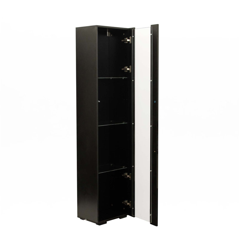 Armoire latérale avec lampe à bande en aluminium, avec grand espace de rangement, Noir